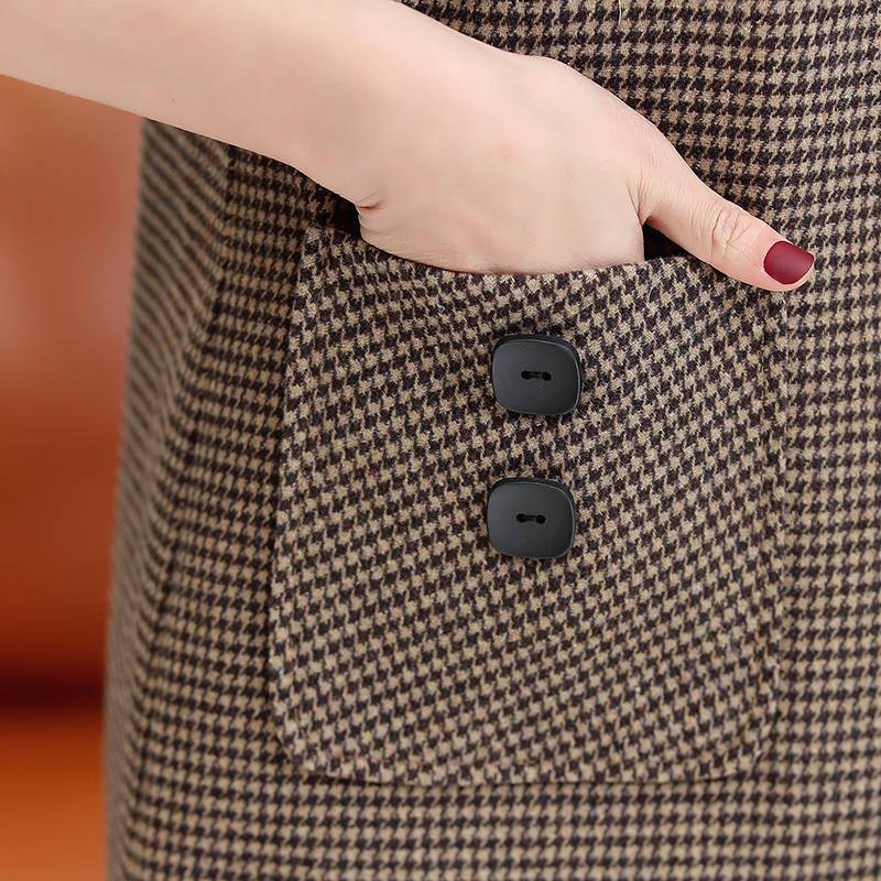Spring and autumn waistcoat female mother spring and autumn mid-length houndstooth vest middle-aged and elderly women's spring and autumn waistcoat
