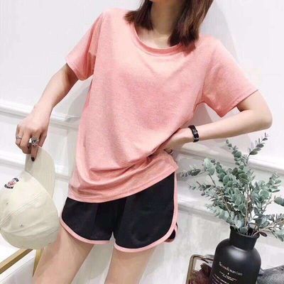 72826/2021新款速干衣运动套装女夏季跑步健身瑜伽服宽松t袖短裤两件套