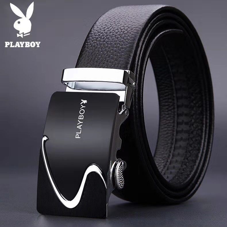 Long fat man's belt automatic buckle business belt youth middle aged soft leather belt