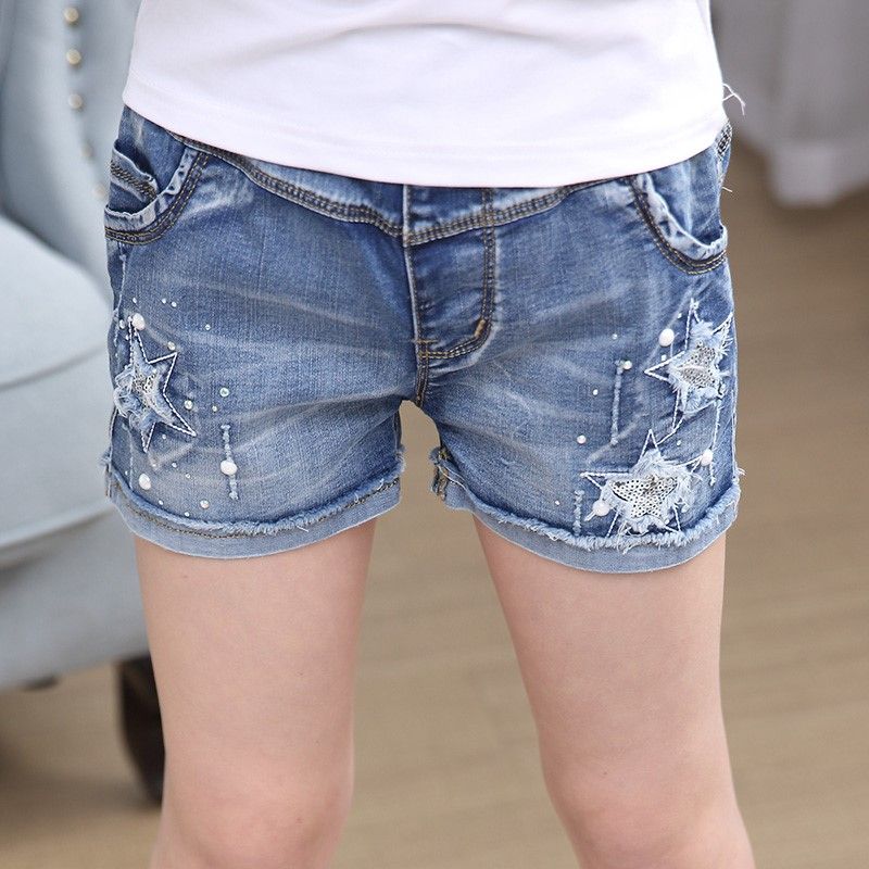 Summer girls' denim shorts 2020 new style children's trousers for middle and large children