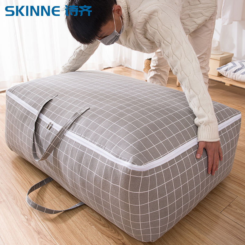 Cotton quilt storage bag clothes sorting box waterproof moving travel luggage bag cotton hemp hand bag household large
