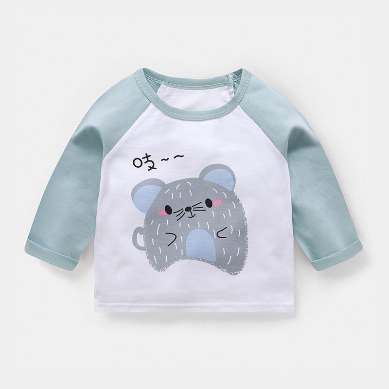 Children's long-sleeved T-shirt pure cotton boys and girls baby spring and autumn tops bottoming shirt 2021 new cartoon printing