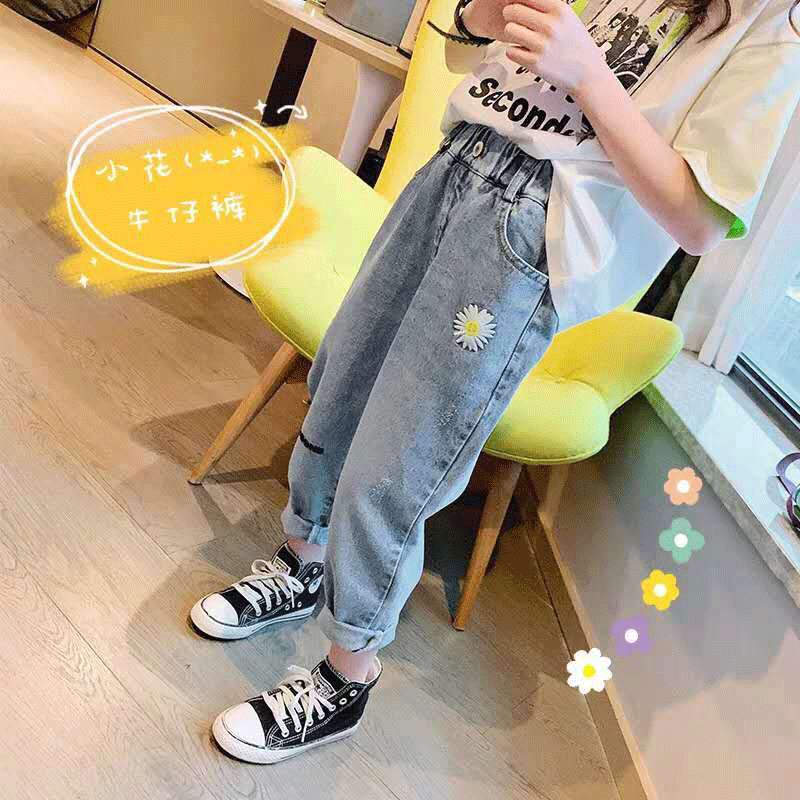 Children's clothing spring and autumn new foreign style girls' jeans middle-aged children's loose casual girls' ashtray daddy pants