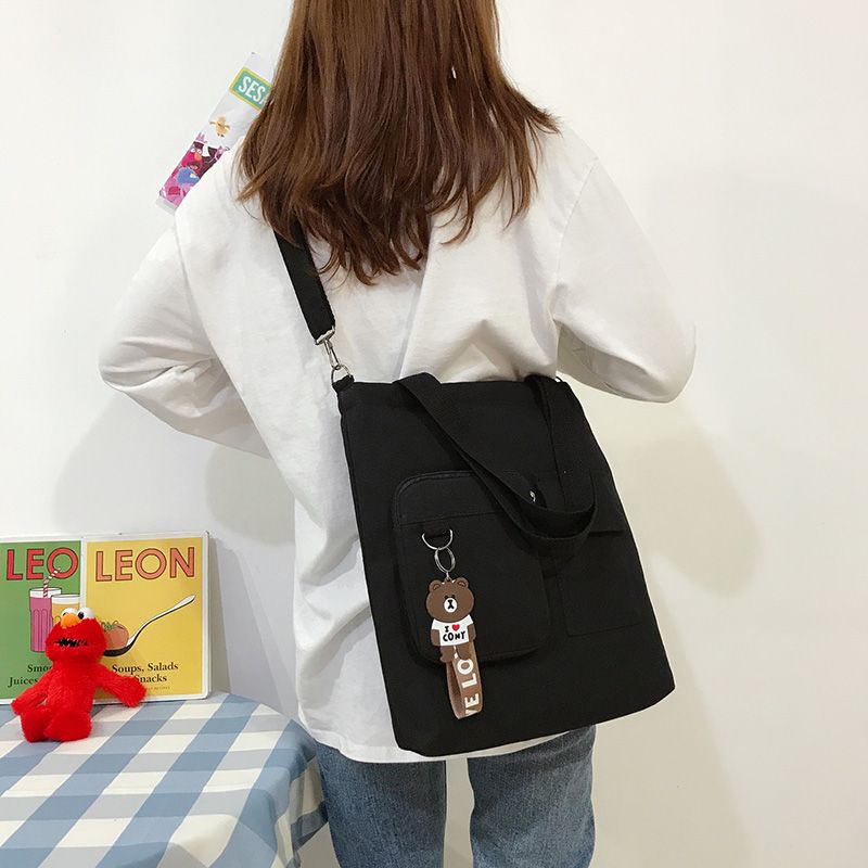 帆布包女学生韩版单肩包女 网红包包女2020新款ins斜挎包手提背包