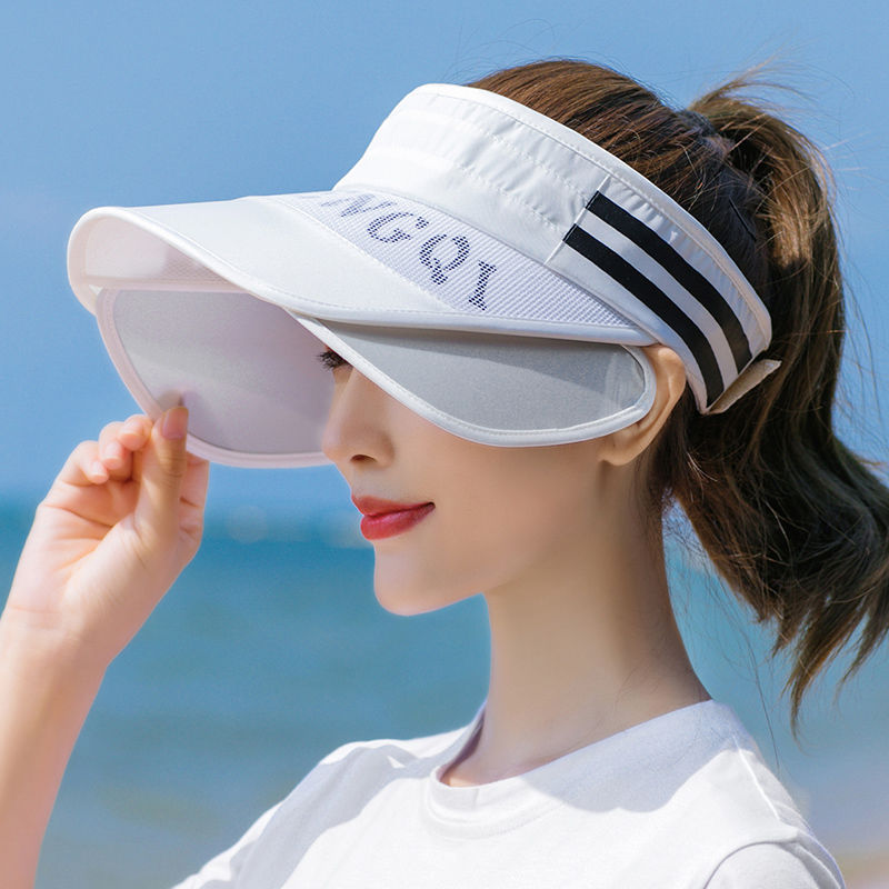遮阳帽女夏防晒大沿帽韩版时尚防紫外线空顶帽户外骑车遮脸太阳帽