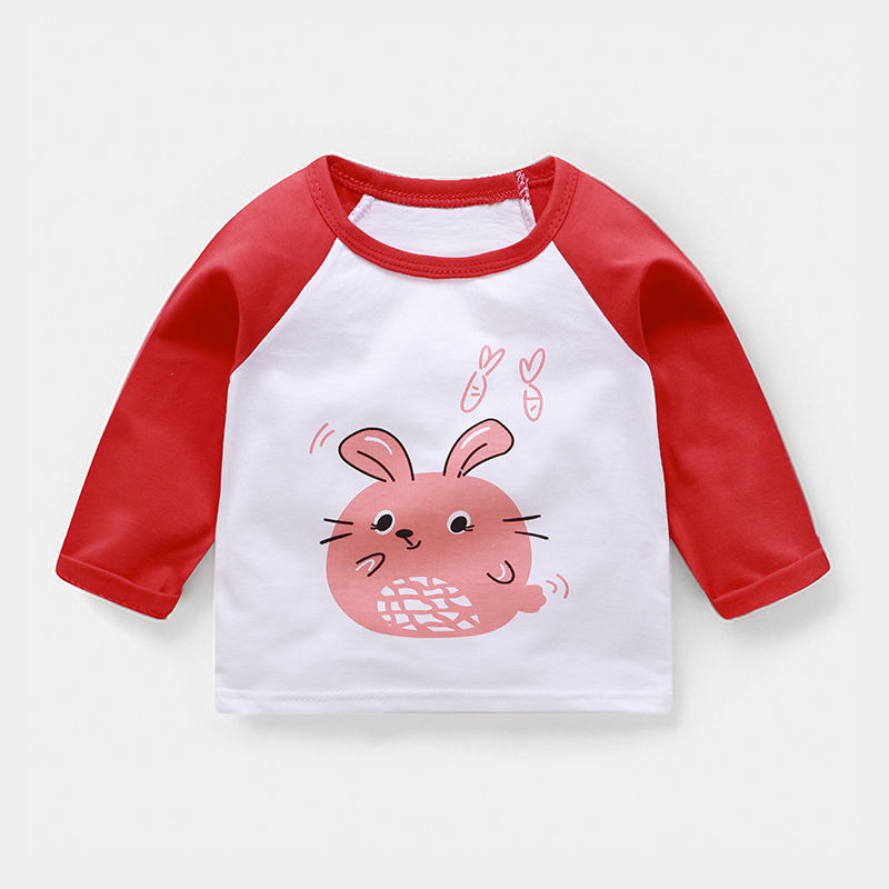 Children's long-sleeved T-shirt pure cotton boys and girls baby spring and autumn tops bottoming shirt 2021 new cartoon printing