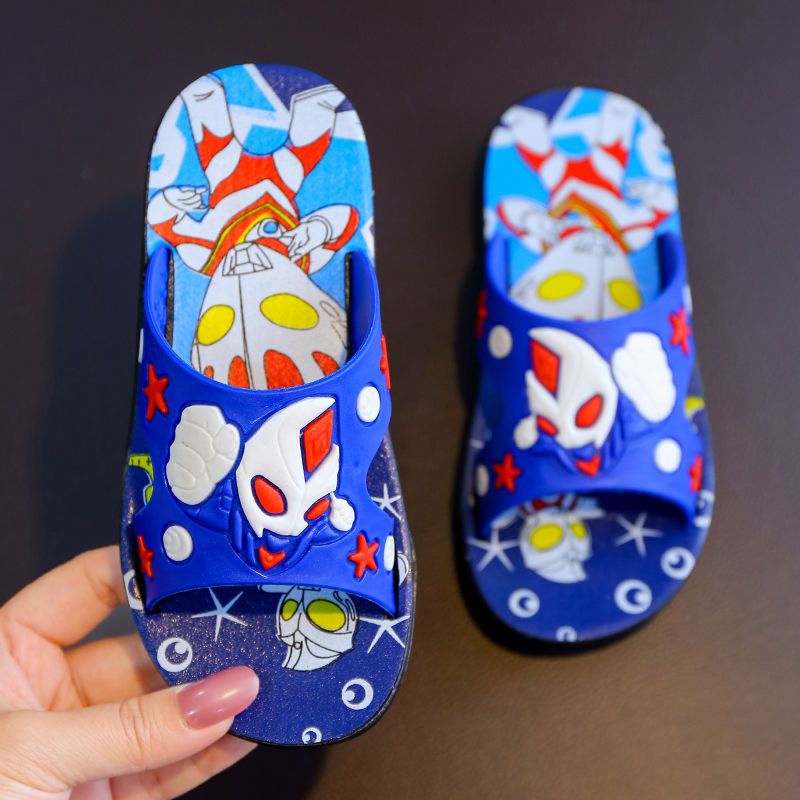 Children's slippers boys and girls parents and children's antiskid soft soled cool slippers baby home bath breathable cartoon slippers summer