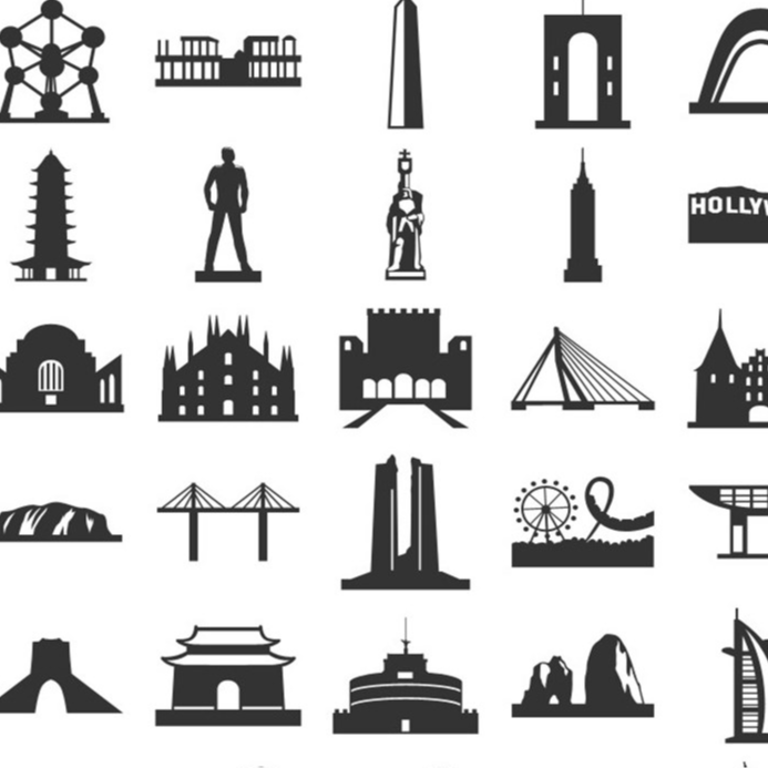 250款世界著名城市标志建筑黑白剪影图案eps矢量png免扣图标素材