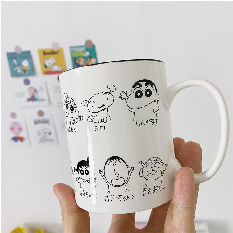 Crayon Mini Japan Korea cartoon cup ceramic cup with spoon creative Mug cute girl heart