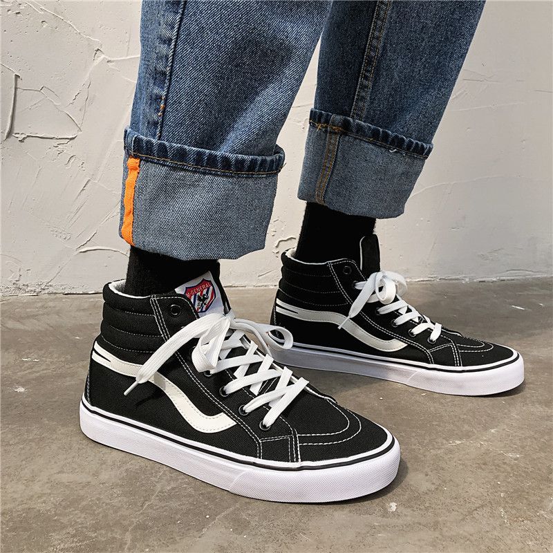 2021 spring new ins high top canvas shoes female student Korean fashion shoes versatile casual couple black board shoes