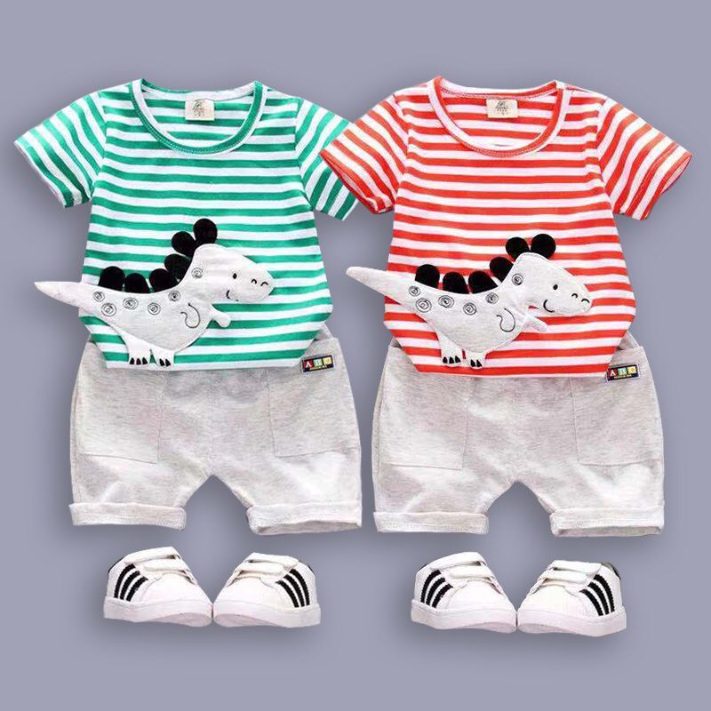 2020 new boys' summer clothes baby shirt short sleeve set 2-piece 1-3-7-year-old summer clothes fashion