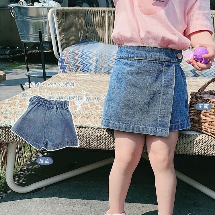 Children's wear girl Denim Shorts New 2020 summer breathable children's skirt pants casual pants wear foreign fashion