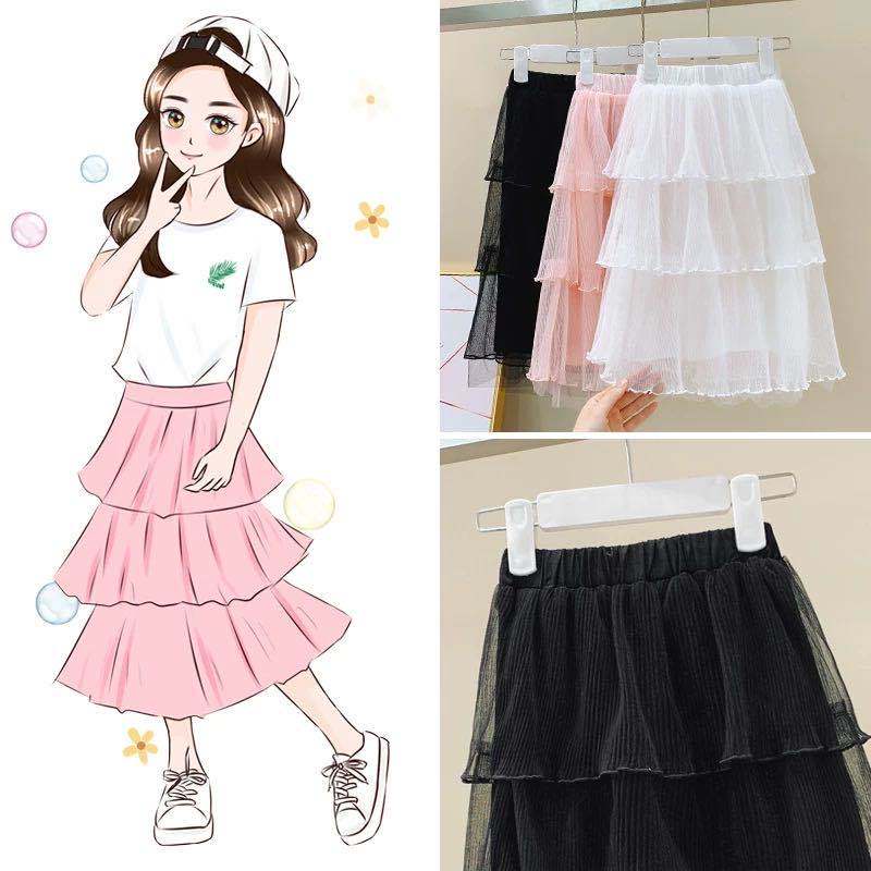 Girls skirt summer new style children Princess pleated cake skirt little girl skirt girl baby mesh dress