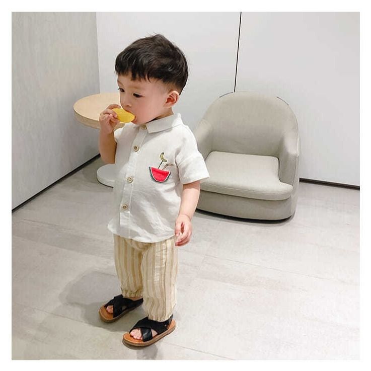 Boy's Shirt Short Sleeve summer wear new foreign style one year old baby shirt casual Korean children's top thin clothes