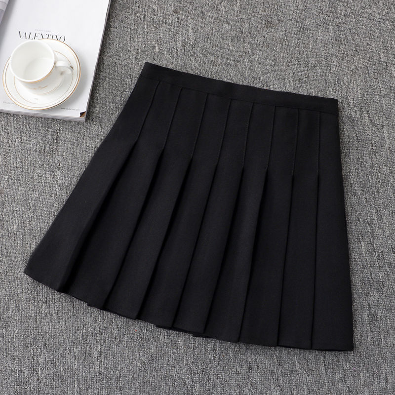 2020 Spring New Trendy Short Skirt Student Korean Style Black Pleated Skirt High Waist A-Line Skirt Women's Ins Skirt