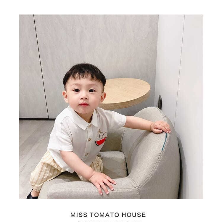 Boy's Shirt Short Sleeve summer wear new foreign style one year old baby shirt casual Korean children's top thin clothes