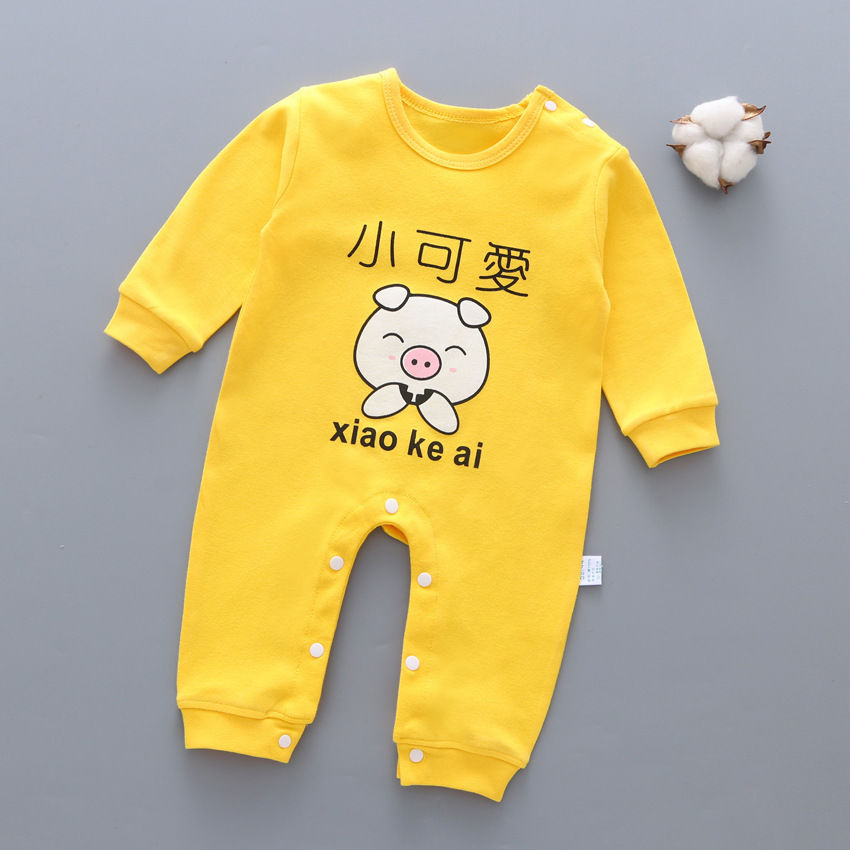 Baby jumpsuit pure cotton long-sleeved baby romper pajamas newborn clothes full moon spring and autumn summer models