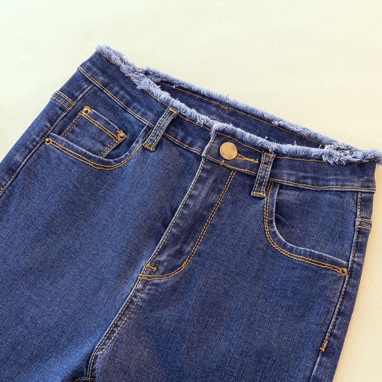 Slim Skinny nine point jeans women's 200kg fat mm Korean version fat plus plus size elastic tight Leggings fashion