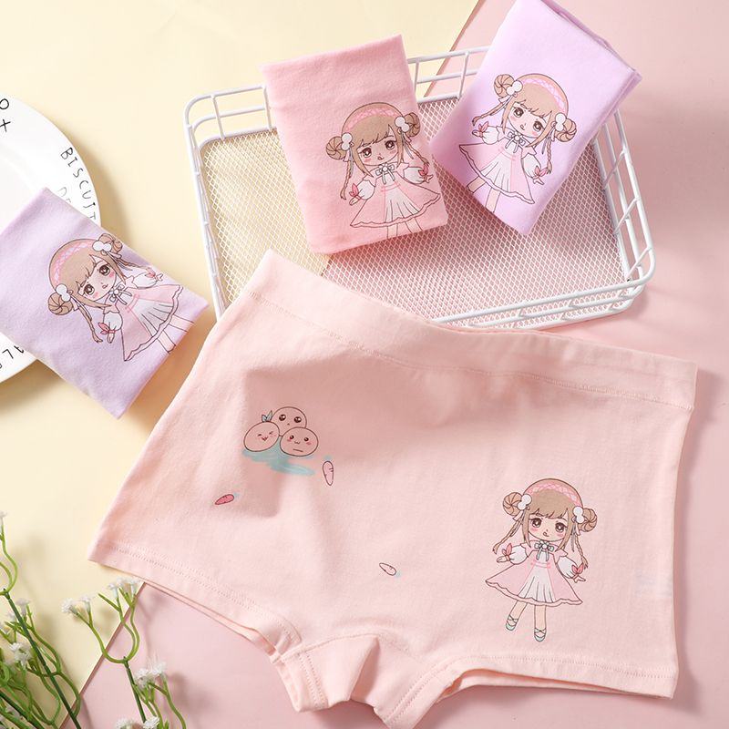 Pure cotton girl's underwear flat angle baby 1 little girl's 4 corners 2 little children 3 middle and big children's shorts baby children's underwear 5 years old