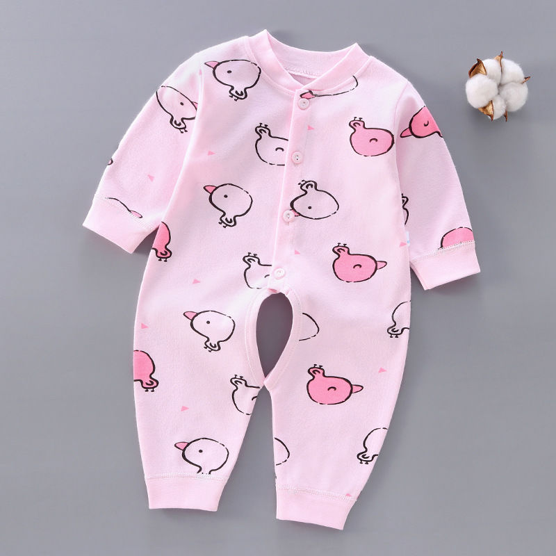 Baby jumpsuit pure cotton long-sleeved baby romper pajamas newborn clothes full moon spring and autumn summer models