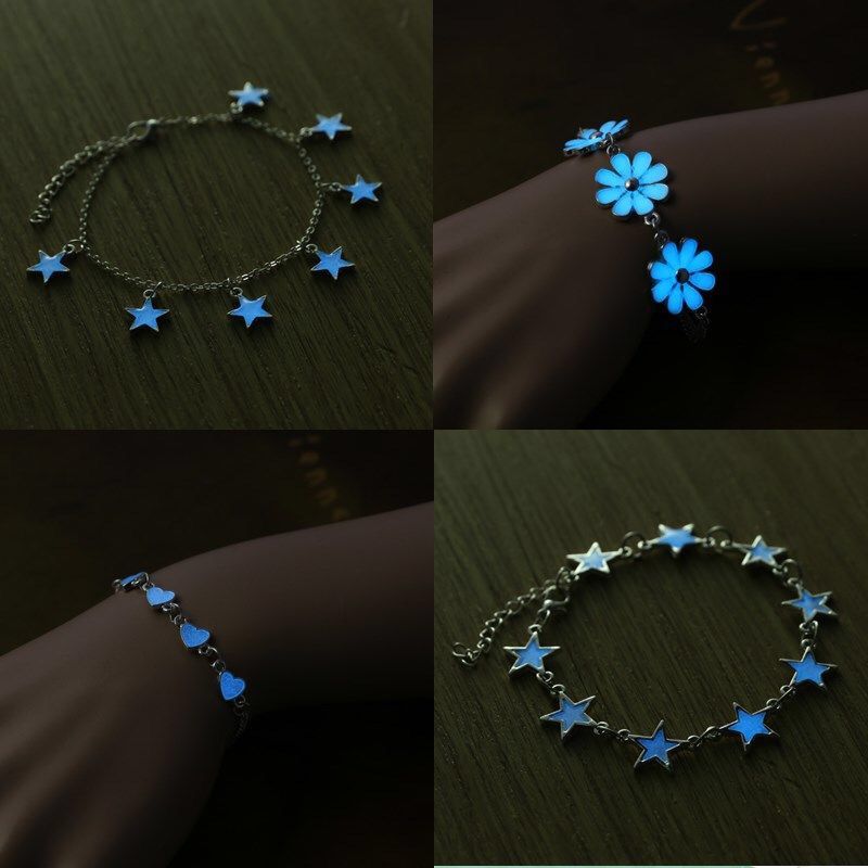 Ins luminous Bracelet star love flower luminous lovers Bracelet best friend fluorescent stone Anklet gift student