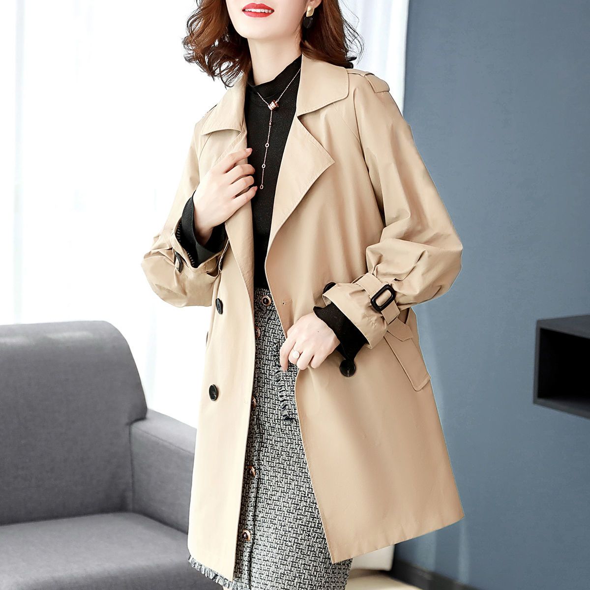 新款外套上衣宽松风衣短款春秋季英伦