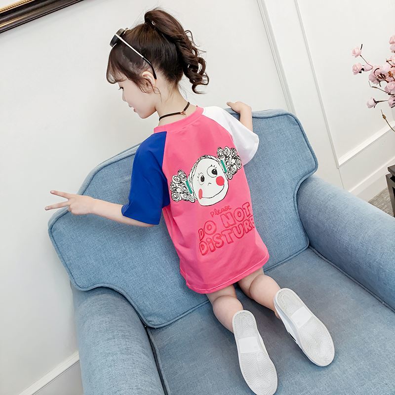 Girls' dress summer dress new children's wear short sleeve 2020 Zhongda children's Korean version fashionable medium length skirt