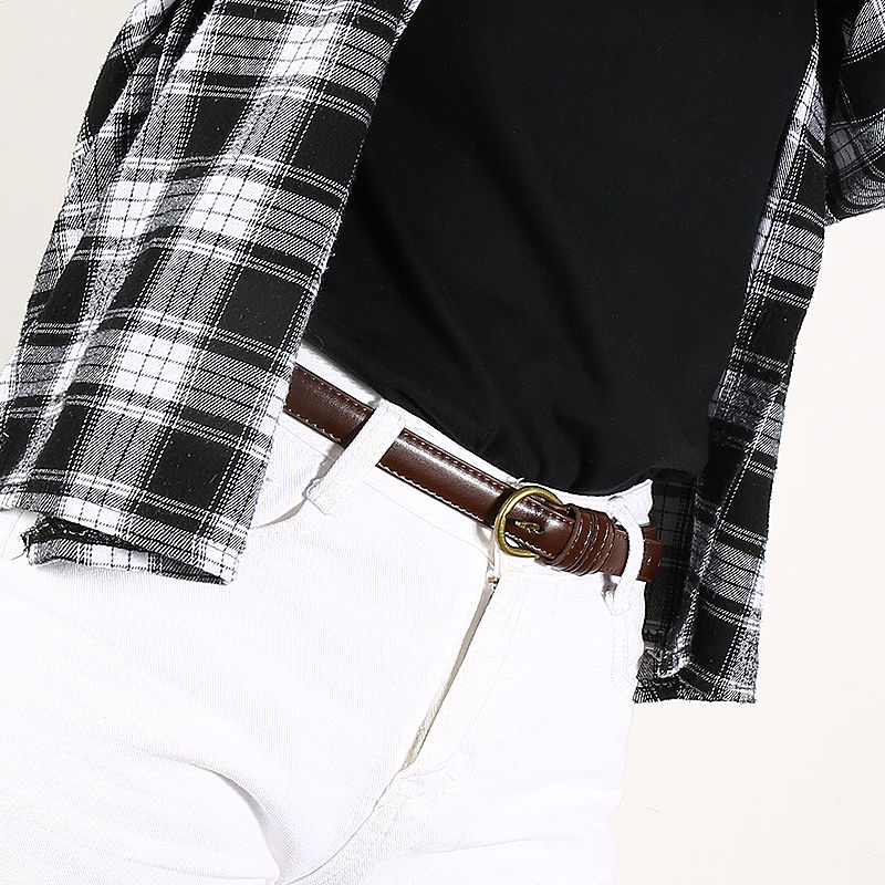 [Free puncher] Women's thin belt soft belt pin buckle student Korean version thin belt jeans belt