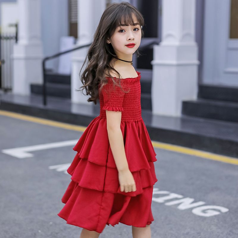 女童连衣裙2023夏季新款韩版小女孩短袖公主裙女生洋气网红裙子潮