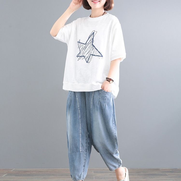 肥胖mm夏季新款韓版寬鬆大碼女裝200斤顯瘦文藝胖mm短袖T恤女百搭