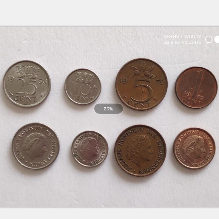 荷兰硬币 4枚/套 收藏 朱莉安娜 直径15-21mm 西欧洲欧盟 纪念币【4月