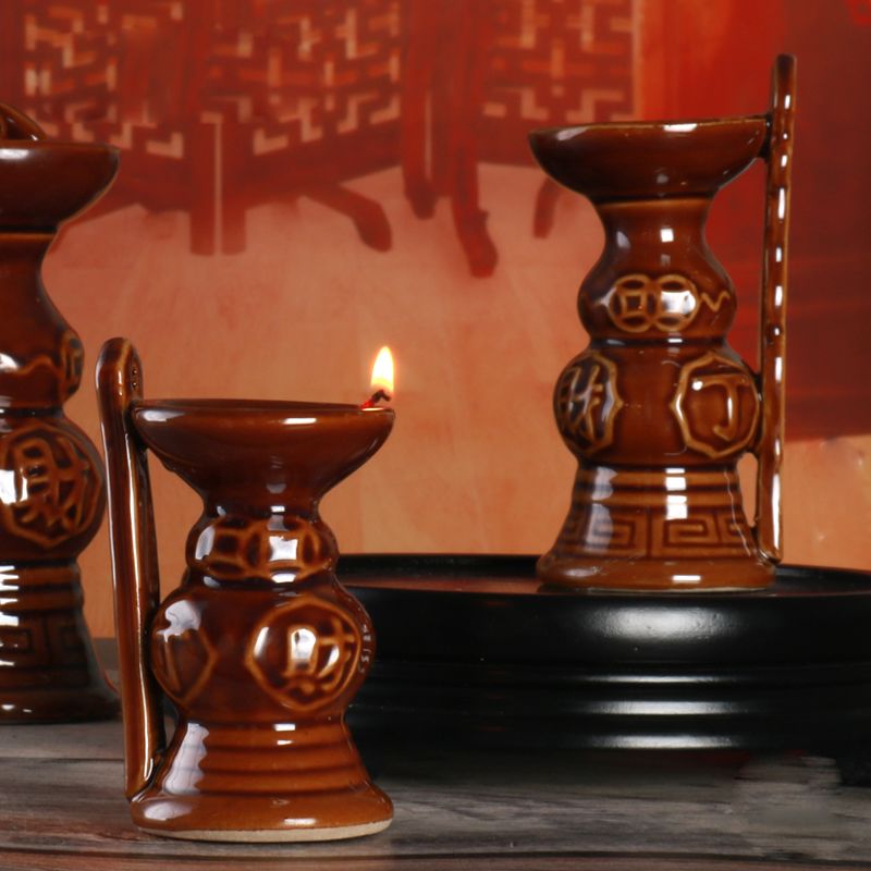 传统桐油灯复古老式陶瓷仿古灯芯供佛油灯供奉家用祭祖佛灯供灯