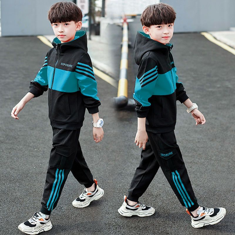 6 children's wear, boys' spring wear, sports suit, new medium and large children's long sleeve coat, 9 boys' Autumn 13-year-old fashion 15