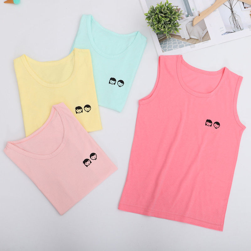 Pure cotton summer children's Vest spring and autumn underwear solid color boys and girls' bottomless shirt vest children's sleeveless thin