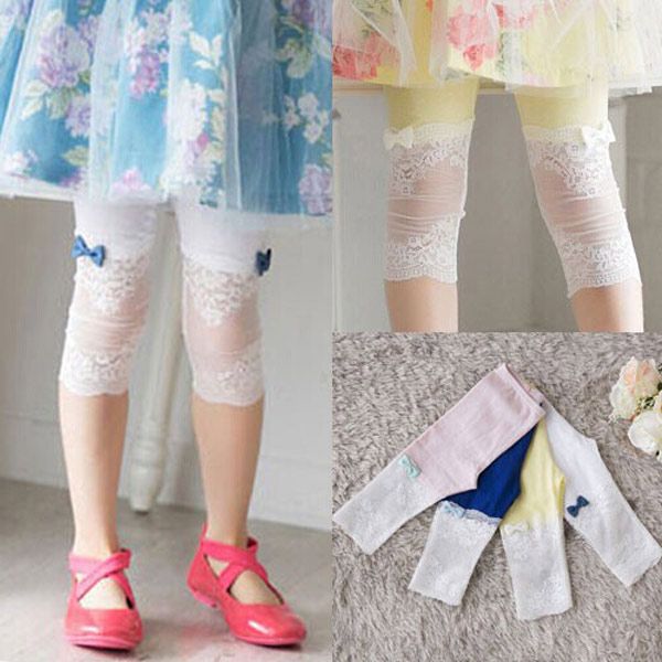 Girls' Leggings summer thin Capris modal children's girls wear five point Korean lace Capris