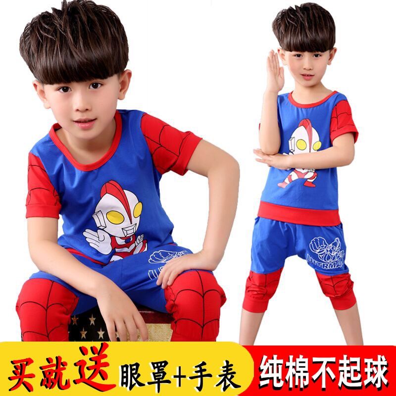 Children's wear men's summer wear children's suit boys' Ultraman clothes boys cartoon short sleeve thin two piece set