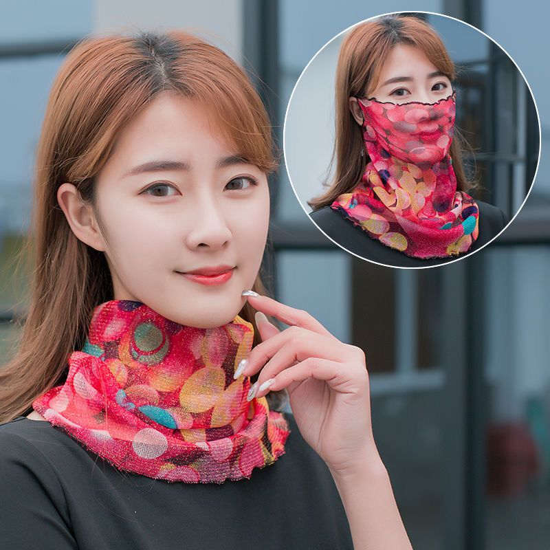 围脖女套头夏季薄款防晒百变小丝巾护脖子百搭脖套口罩多功能纱巾