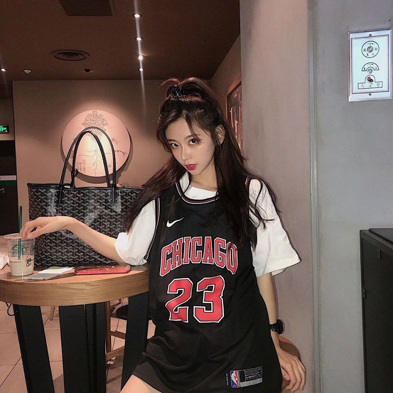 Basketball vest women's No.23 Jordan bulls sports jersey customized loose BF style two piece suit for men