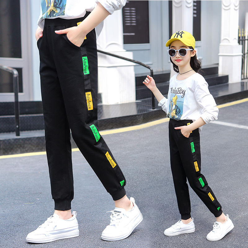 女童褲子冬季外穿兒童洋氣秋冬加絨長褲中大童加厚時尚休閒運動褲
