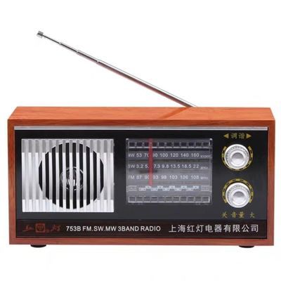 收音机全波段老人上海红灯753B木质台式充电便携式老式半导体
