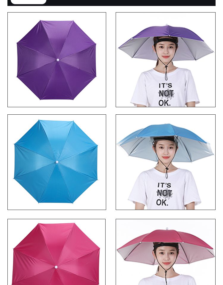 伞帽头戴雨伞帽子钓鱼伞头戴太阳伞户外采茶防晒斗笠伞头顶伞折叠