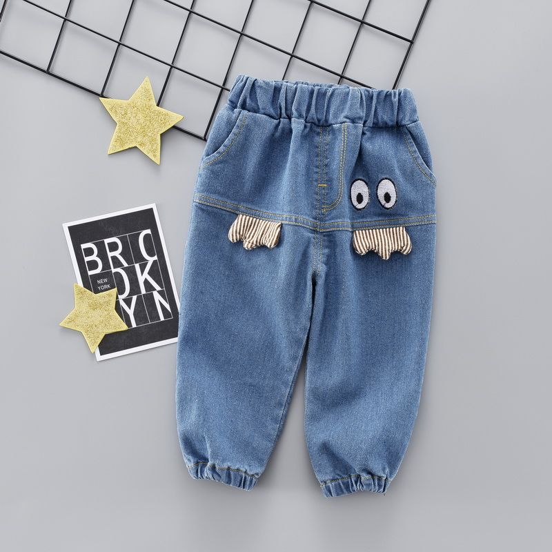 Baby jeans spring children's foreign style trousers boys and girls soft jeans baby 1-2-3-4 years old 5 autumn style Korean version