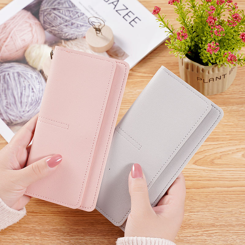 2020 new long women's wallet simple ultra thin large capacity fashion multi card buckle Wallet