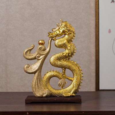 现代家居装饰品客厅卧室玄关酒柜简约龙福字摆件工艺品福禄寿礼物