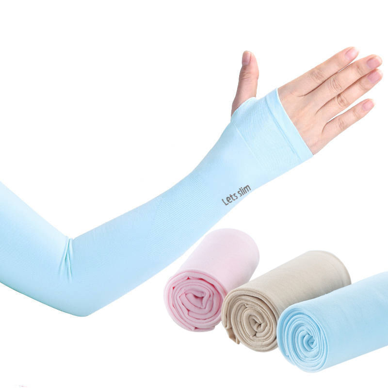 [Extended Version] Ice Silk Sleeves Men's Ice Sleeves Sunscreen Gloves Women's Outdoor Cycling UV Protection Arm Covers