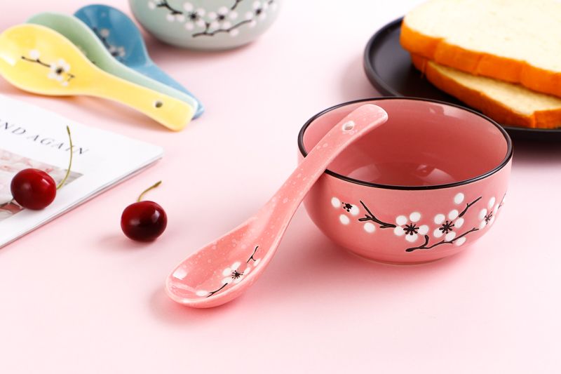 碗日式家用陶瓷碗筷饭碗手绘梅花陶瓷碗餐具套装礼盒活动赠品回礼