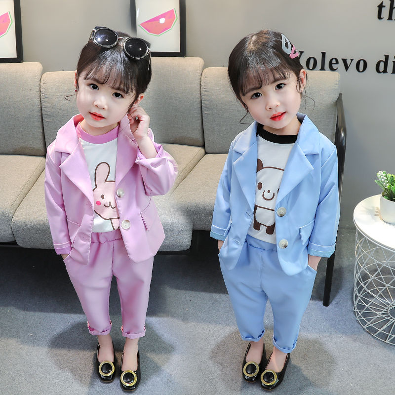 Children's suit women's domineering coat 2020 new girl's suit foreign style little girl spring and autumn fashion two piece suit fashion