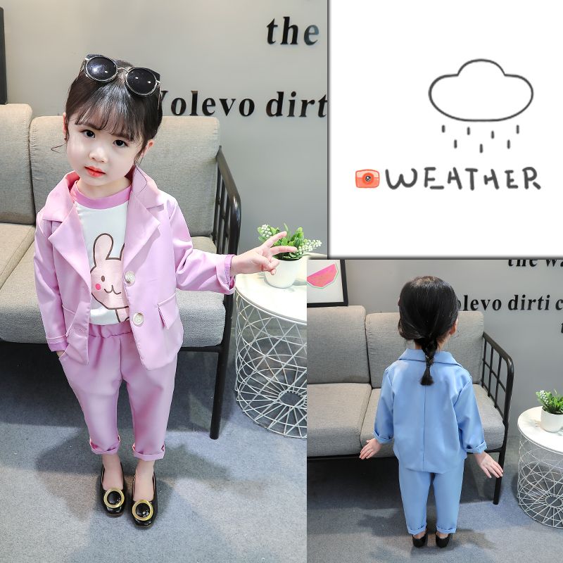 Children's suit women's domineering coat 2020 new girl's suit foreign style little girl spring and autumn fashion two piece suit fashion
