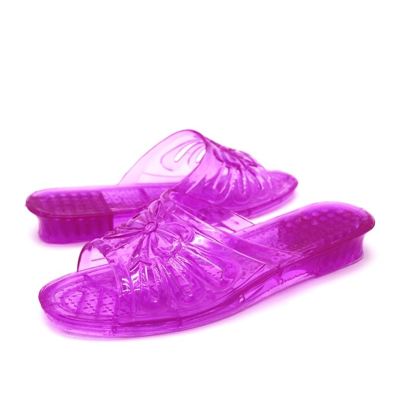 Jelly Transparent Crystal Plastic Flat Heel Women's Slippers Ladies Summer Wedge Thick Sole Outdoor Sandals And Slippers Plastic Large Size