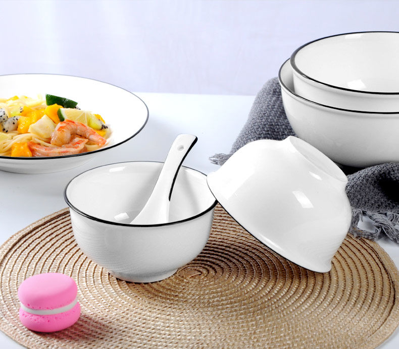景德镇日式碗碟套装北欧盘子陶瓷碗筷家用餐具吃饭米饭碗小碗ZZX